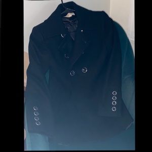 Michael Kors Black Wool Blend Lined Coat